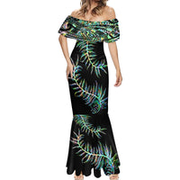 New Zealand Mermaid Dress Aotearoa Silver Fern Mixed Papua Shell Green Vibe - Wonder Print Shop