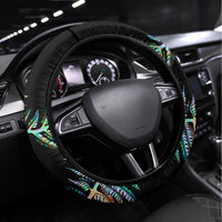 New Zealand Steering Wheel Cover Aotearoa Silver Fern Mixed Papua Shell Green Vibe - Wonder Print Shop