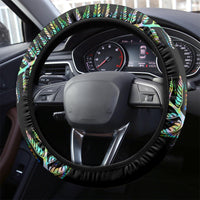 New Zealand Steering Wheel Cover Aotearoa Silver Fern Mixed Papua Shell Green Vibe - Wonder Print Shop