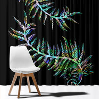 New Zealand Window Curtain Aotearoa Silver Fern Mixed Papua Shell Green Vibe - Wonder Print Shop