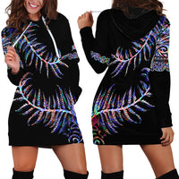 New Zealand Hoodie Dress Aotearoa Silver Fern Mixed Papua Shell Purple Vibe - Wonder Print Shop