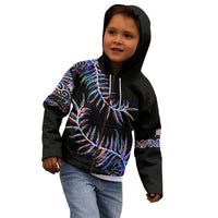 New Zealand Kid Hoodie Aotearoa Silver Fern Mixed Papua Shell Purple Vibe - Wonder Print Shop
