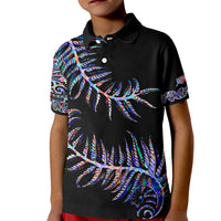 New Zealand Kid Polo Shirt Aotearoa Silver Fern Mixed Papua Shell Purple Vibe - Wonder Print Shop