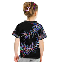 New Zealand Kid T Shirt Aotearoa Silver Fern Mixed Papua Shell Purple Vibe - Wonder Print Shop