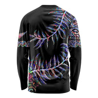 New Zealand Long Sleeve Shirt Aotearoa Silver Fern Mixed Papua Shell Purple Vibe - Wonder Print Shop