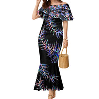 New Zealand Mermaid Dress Aotearoa Silver Fern Mixed Papua Shell Purple Vibe - Wonder Print Shop