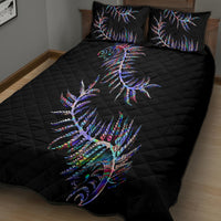 New Zealand Quilt Bed Set Aotearoa Silver Fern Mixed Papua Shell Purple Vibe - Wonder Print Shop