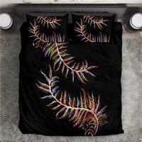 New Zealand Bedding Set Aotearoa Silver Fern Mixed Papua Shell Red Vibe LT9 - Wonder Print Shop