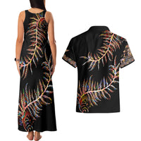 New Zealand Couples Matching Tank Maxi Dress and Hawaiian Shirt Aotearoa Silver Fern Mixed Papua Shell Red Vibe LT9 - Wonder Print Shop