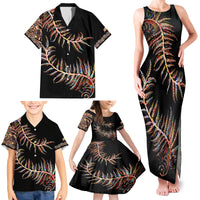 New Zealand Family Matching Tank Maxi Dress and Hawaiian Shirt Aotearoa Silver Fern Mixed Papua Shell Red Vibe - Wonder Print Shop