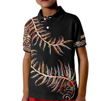 New Zealand Kid Polo Shirt Aotearoa Silver Fern Mixed Papua Shell Red Vibe - Wonder Print Shop