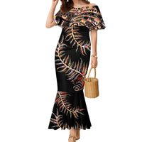 New Zealand Mermaid Dress Aotearoa Silver Fern Mixed Papua Shell Red Vibe - Wonder Print Shop