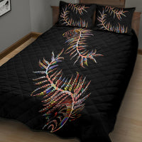 New Zealand Quilt Bed Set Aotearoa Silver Fern Mixed Papua Shell Red Vibe - Wonder Print Shop