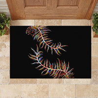 New Zealand Rubber Doormat Aotearoa Silver Fern Mixed Papua Shell Red Vibe - Wonder Print Shop