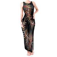 New Zealand Tank Maxi Dress Aotearoa Silver Fern Mixed Papua Shell Red Vibe - Wonder Print Shop