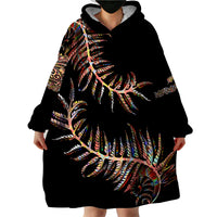 New Zealand Wearable Blanket Hoodie Aotearoa Silver Fern Mixed Papua Shell Red Vibe - Wonder Print Shop