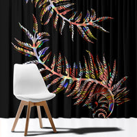 New Zealand Window Curtain Aotearoa Silver Fern Mixed Papua Shell Red Vibe - Wonder Print Shop
