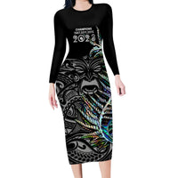 New Zealand Rugby Family Matching Long Sleeve Bodycon Dress and Hawaiian Shirt NZ Black Fern Champions History With Papua Shell LT9 - Wonder Print Shop