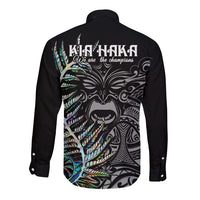 New Zealand Rugby Long Sleeve Button Shirt NZ Black Fern Champions History With Papua Shell - Wonder Print Shop