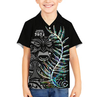 Custom New Zealand Rugby Family Matching Off Shoulder Long Sleeve Dress and Hawaiian Shirt NZ Black Fern Champions History With Papua Shell - Wonder Print Shop