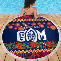 Personalised Guam Christmas Beach Blanket Felis Pusgua Santa Beach Polynesian Pattern LT9 - Wonder Print Shop