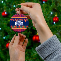 Personalised Guam Christmas Ceramic Ornament Felis Pusgua Santa Beach Polynesian Pattern LT9 - Wonder Print Shop