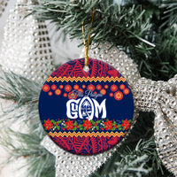 Personalised Guam Christmas Ceramic Ornament Felis Pusgua Santa Beach Polynesian Pattern LT9 - Wonder Print Shop