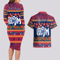 Personalised Guam Christmas Couples Matching Long Sleeve Bodycon Dress and Hawaiian Shirt Felis Pusgua Santa Beach Polynesian Pattern LT9 - Wonder Print Shop