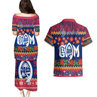 Personalised Guam Christmas Couples Matching Puletasi Dress and Hawaiian Shirt Felis Pusgua Santa Beach Polynesian Pattern LT9 - Wonder Print Shop