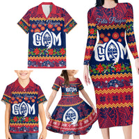 Personalised Guam Christmas Family Matching Long Sleeve Bodycon Dress and Hawaiian Shirt Felis Pusgua Santa Beach Polynesian Pattern LT9 - Wonder Print Shop