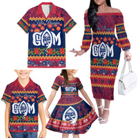 Personalised Guam Christmas Family Matching Off Shoulder Long Sleeve Dress and Hawaiian Shirt Felis Pusgua Santa Beach Polynesian Pattern - Wonder Print Shop
