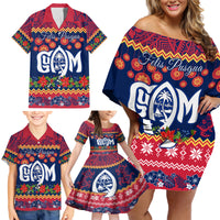 Personalised Guam Christmas Family Matching Off Shoulder Short Dress and Hawaiian Shirt Felis Pusgua Santa Beach Polynesian Pattern LT9 - Wonder Print Shop