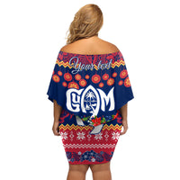 Personalised Guam Christmas Family Matching Off Shoulder Short Dress and Hawaiian Shirt Felis Pusgua Santa Beach Polynesian Pattern LT9 - Wonder Print Shop