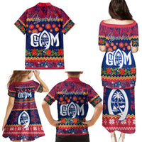 Personalised Guam Christmas Family Matching Puletasi Dress and Hawaiian Shirt Felis Pusgua Santa Beach Polynesian Pattern - Wonder Print Shop