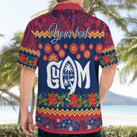 Personalised Guam Christmas Hawaiian Shirt Felis Pusgua Santa Beach Polynesian Pattern - Wonder Print Shop