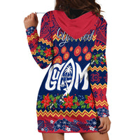 Personalised Guam Christmas Hoodie Dress Felis Pusgua Santa Beach Polynesian Pattern - Wonder Print Shop