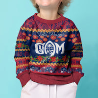 Personalised Guam Christmas Kid Ugly Christmas Sweater Felis Pusgua Santa Beach Polynesian Pattern - Wonder Print Shop