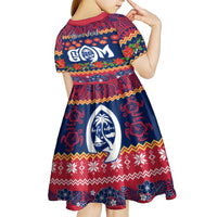 Personalised Guam Christmas Kid Short Sleeve Dress Felis Pusgua Santa Beach Polynesian Pattern - Wonder Print Shop