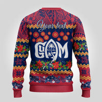 Personalised Guam Christmas Ugly Christmas Sweater Felis Pusgua Santa Beach Polynesian Pattern - Wonder Print Shop