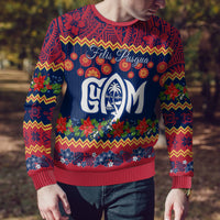 Personalised Guam Christmas Ugly Christmas Sweater Felis Pusgua Santa Beach Polynesian Pattern - Wonder Print Shop