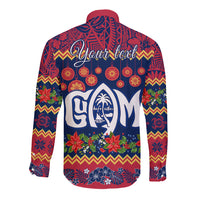 Personalised Guam Christmas Long Sleeve Button Shirt Felis Pusgua Santa Beach Polynesian Pattern - Wonder Print Shop