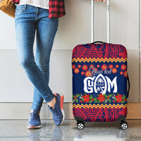 Personalised Guam Christmas Luggage Cover Felis Pusgua Santa Beach Polynesian Pattern - Wonder Print Shop