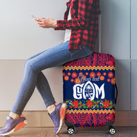Personalised Guam Christmas Luggage Cover Felis Pusgua Santa Beach Polynesian Pattern - Wonder Print Shop