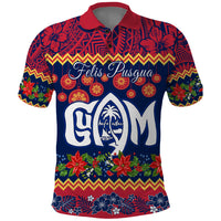 Personalised Guam Christmas Polo Shirt Felis Pusgua Santa Beach Polynesian Pattern - Wonder Print Shop