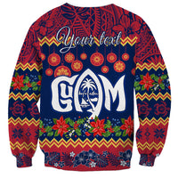 Personalised Guam Christmas Sweatshirt Felis Pusgua Santa Beach Polynesian Pattern - Wonder Print Shop