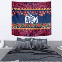 Personalised Guam Christmas Tapestry Felis Pusgua Santa Beach Polynesian Pattern - Wonder Print Shop