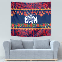 Personalised Guam Christmas Tapestry Felis Pusgua Santa Beach Polynesian Pattern - Wonder Print Shop