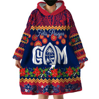 Personalised Guam Christmas Wearable Blanket Hoodie Felis Pusgua Santa Beach Polynesian Pattern - Wonder Print Shop