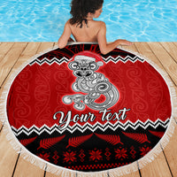 Personalised New Zealand Christmas Beach Blanket Maori Tiki Meri Kirihimete LT9 - Wonder Print Shop