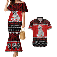 Personalised New Zealand Christmas Couples Matching Mermaid Dress and Hawaiian Shirt Maori Tiki Meri Kirihimete LT9 - Wonder Print Shop